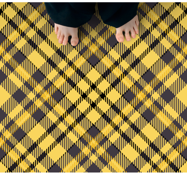 Yellow and Black Pattern striped vinyl rug - TenStickers
