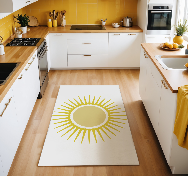 Yellow sun white  vinyl rug - TenStickers