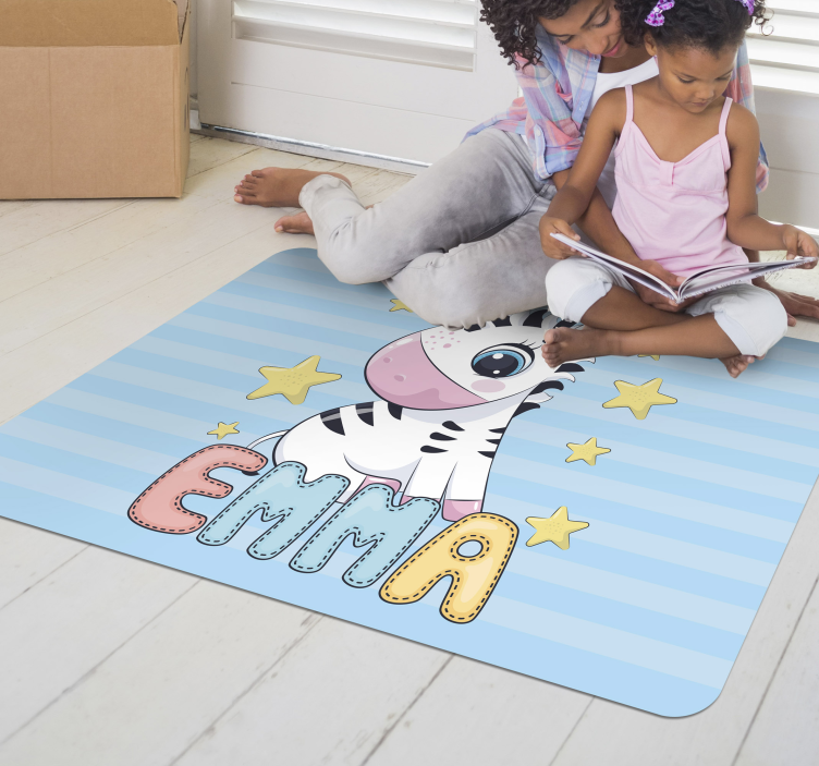 Zebra Striped Fun kids vinyl rug - TenStickers