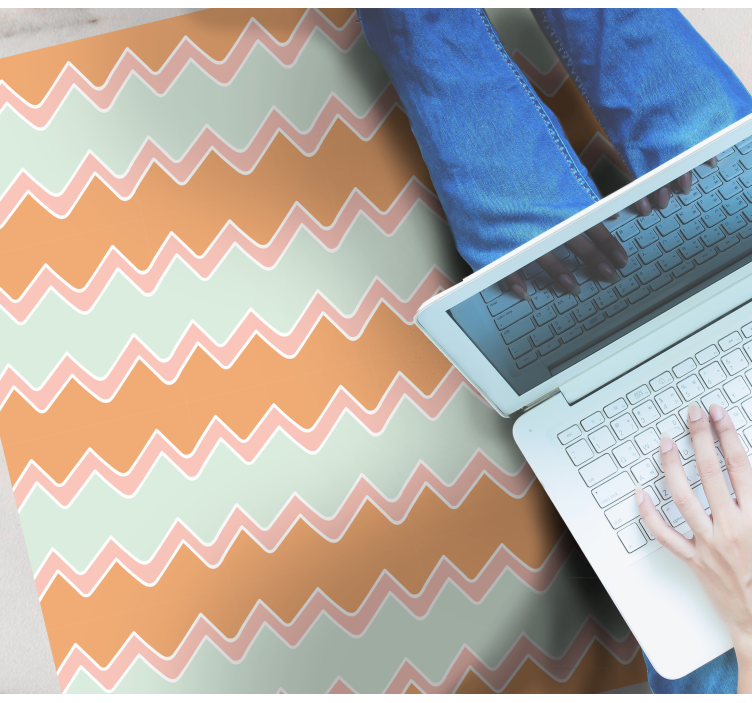 Beige and blue zigzag pattern geometric vinyl rug - TenStickers