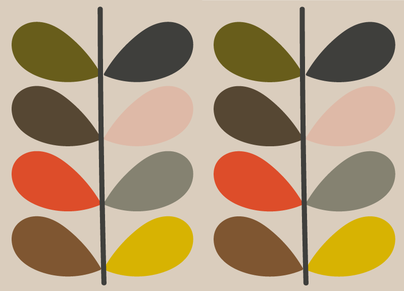 Abstract Leaf Shapes modern vinyl rug - TenStickers