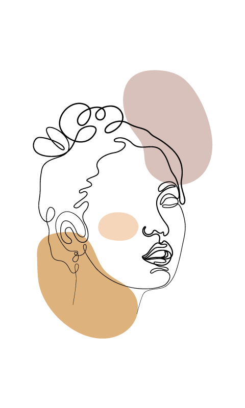 Abstract face and circles white  vinyl rug - TenStickers