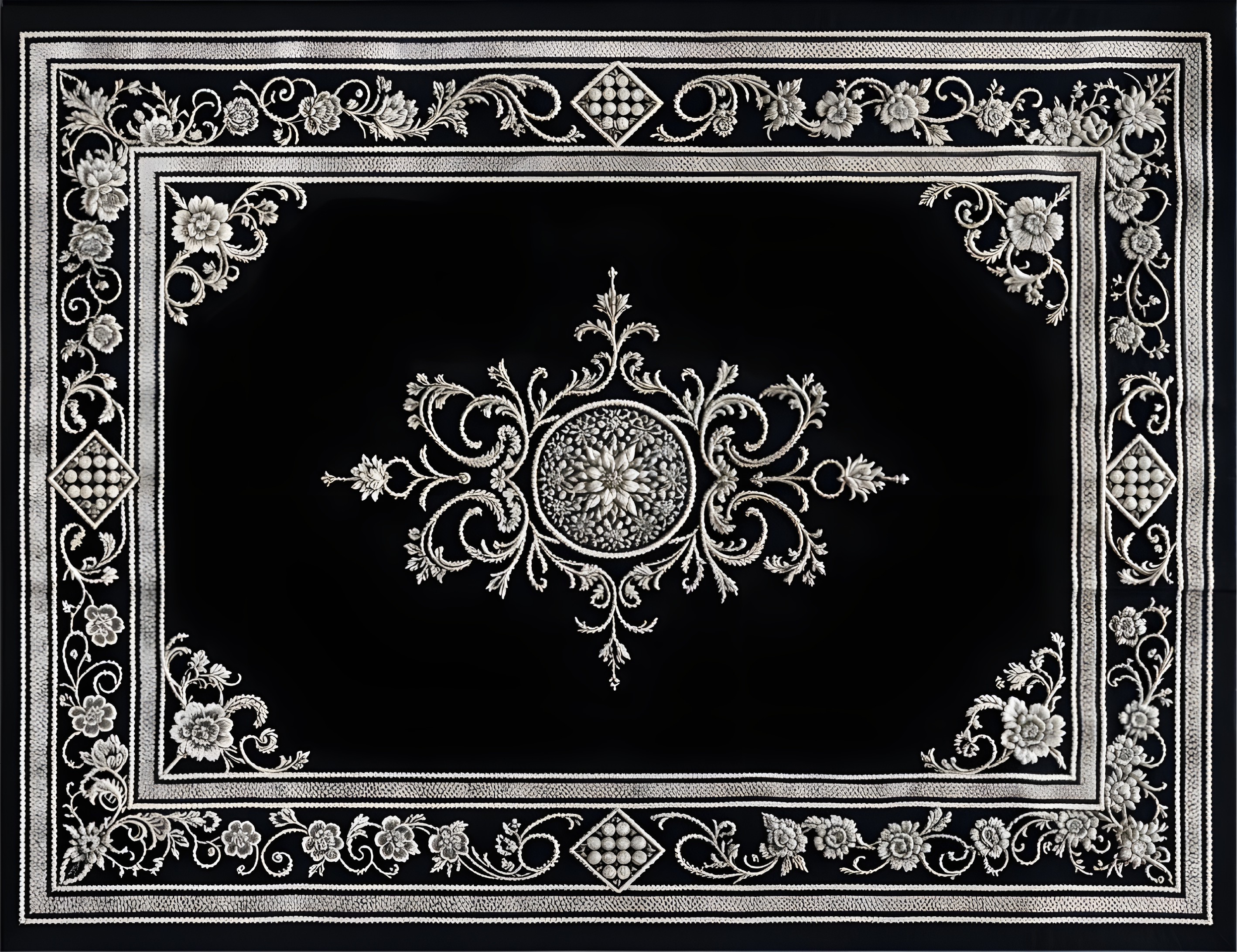 Black vinyl rug with timeless oriental design - TenStickers