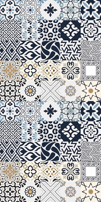 Blue Tiles kitchen vinyl rug - TenStickers
