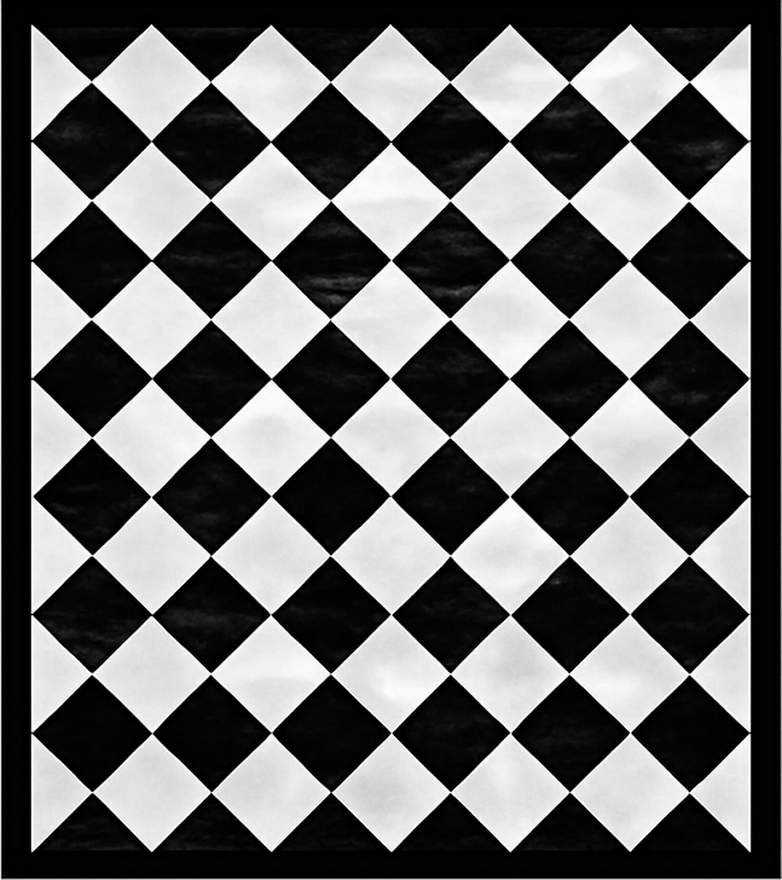 Diagonal black squares square vinyl rug - TenStickers