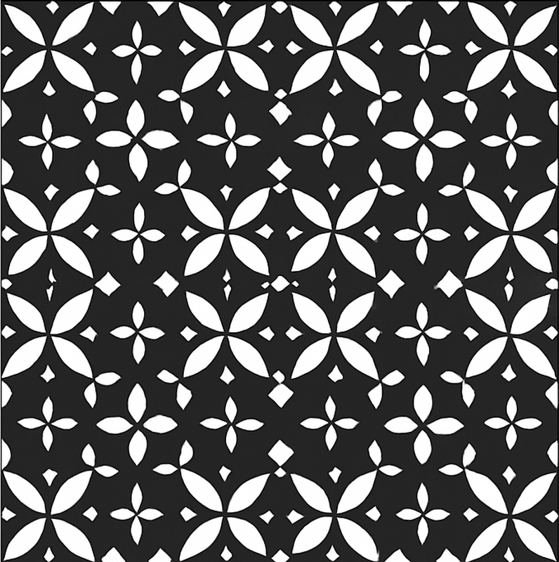 Black Floral Geometric dining room vinyl rug - TenStickers