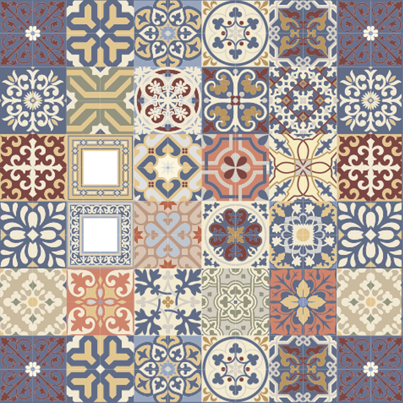 Simple Portuguese pattern tile vinyl rug - TenStickers