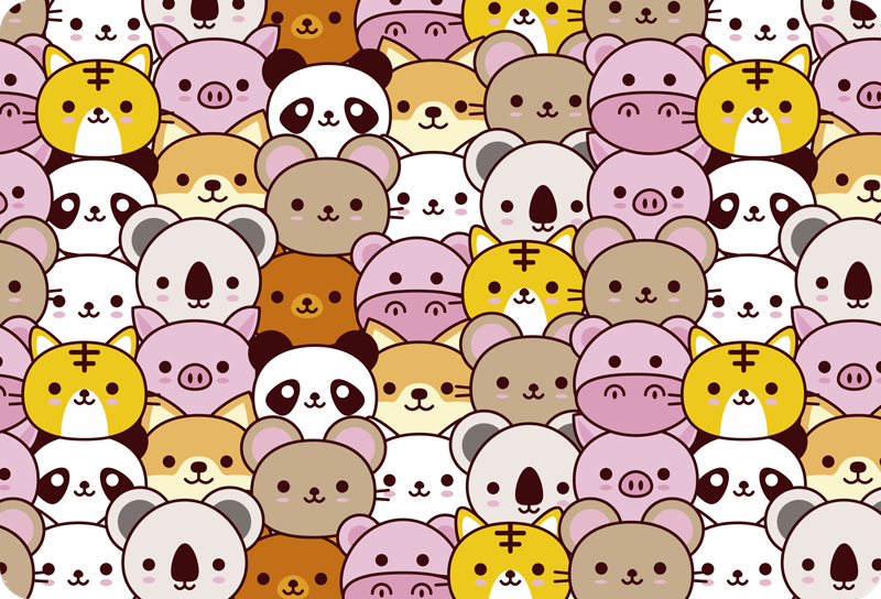 Cute babies animal vinyl rug - TenStickers