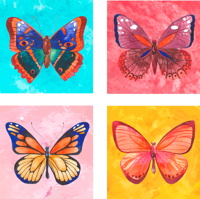Animal vinyl rug with vibrant butterfly patterns - TenStickers