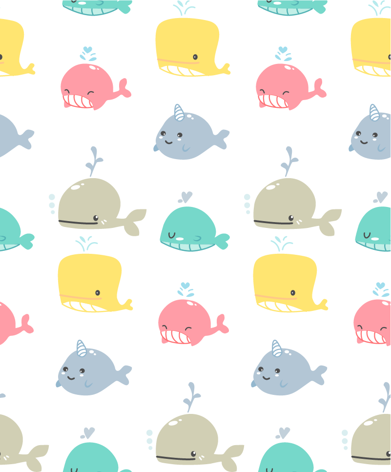 Baby colorful whales animal vinyl rug - TenStickers