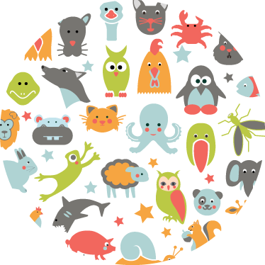 Animal vinyl rug featuring circular animals - TenStickers