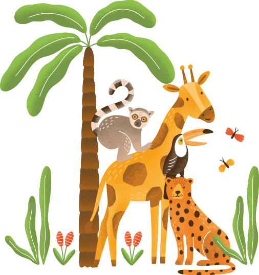 Animal vinyl rug with playful jungle animals - TenStickers