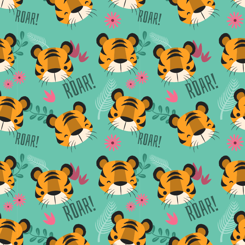 Animal vinyl rug featuring roaring baby tigers - TenStickers