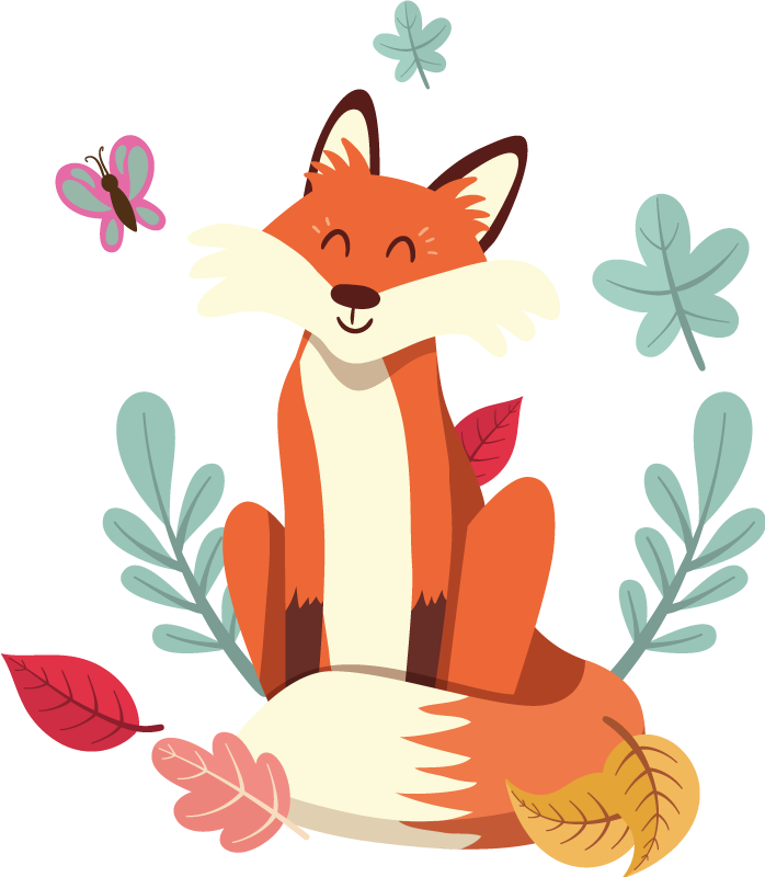 Animal vinyl rug fox with autumn leaves - TenStickers