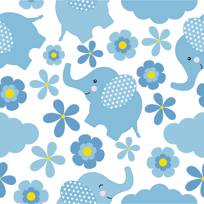 Blue baby elephants animal vinyl rug - TenStickers