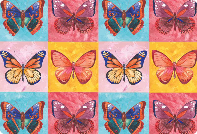 Animal vinyl rug multicolored butterflies - TenStickers