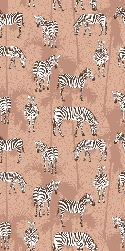 Animal vinyl rug zebra and palms brown - TenStickers