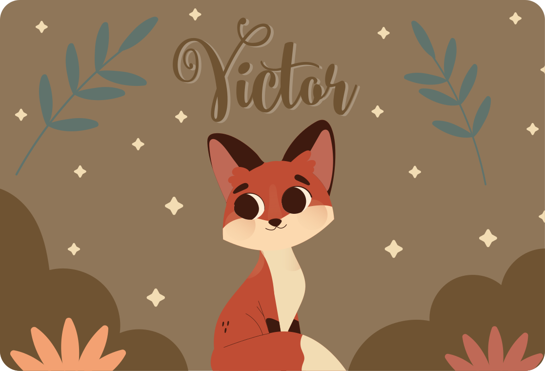 Cute fox rug for boy with name animal vinyl rug - TenStickers