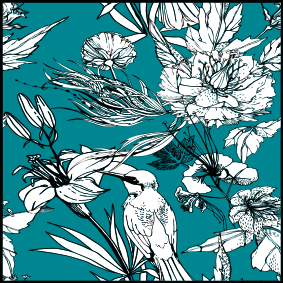 Animal vinyl rug with elegant white bird pattern - TenStickers