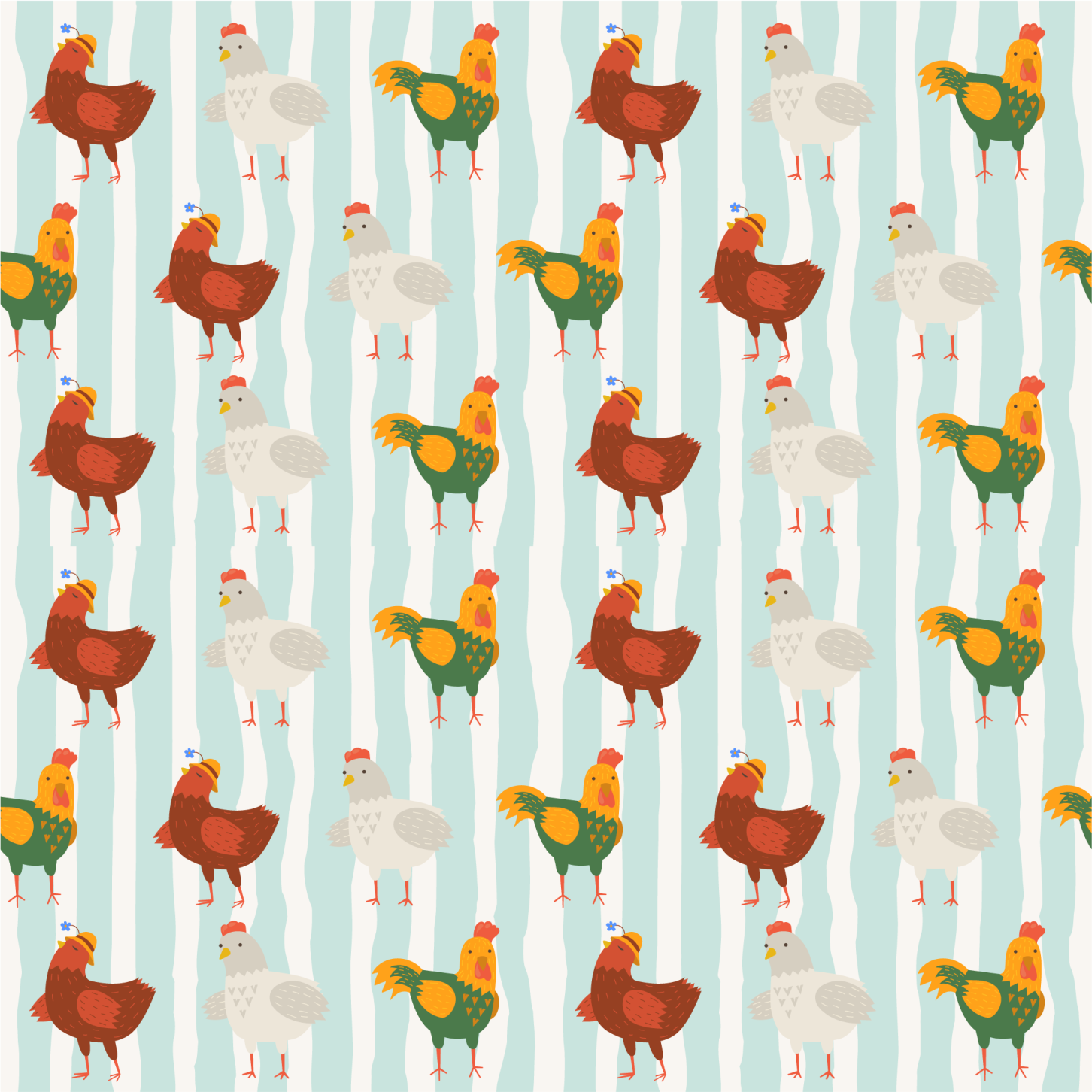 Animal vinyl rug with rooster vertical stripes - TenStickers