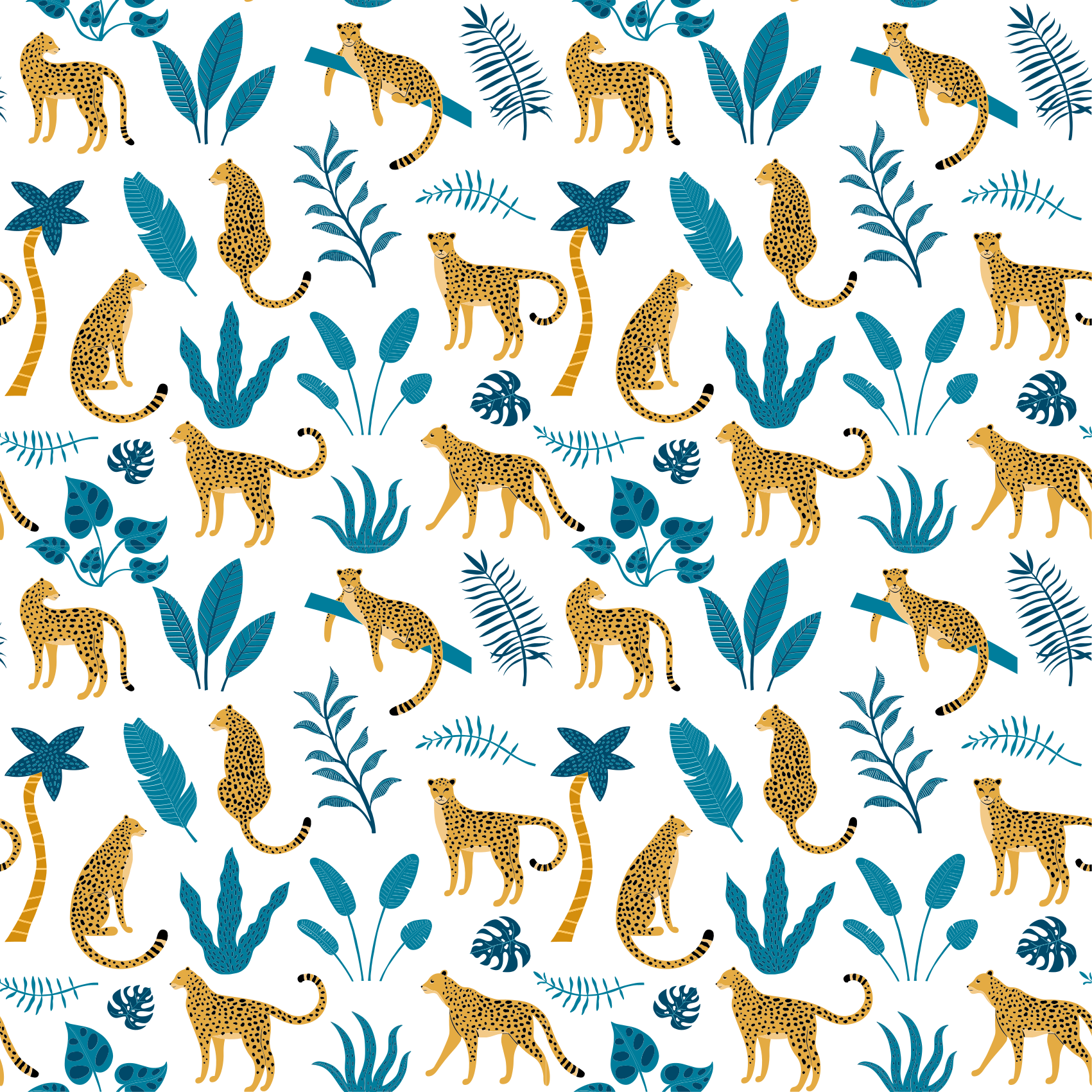 Botanical and leopards animal vinyl rug - TenStickers