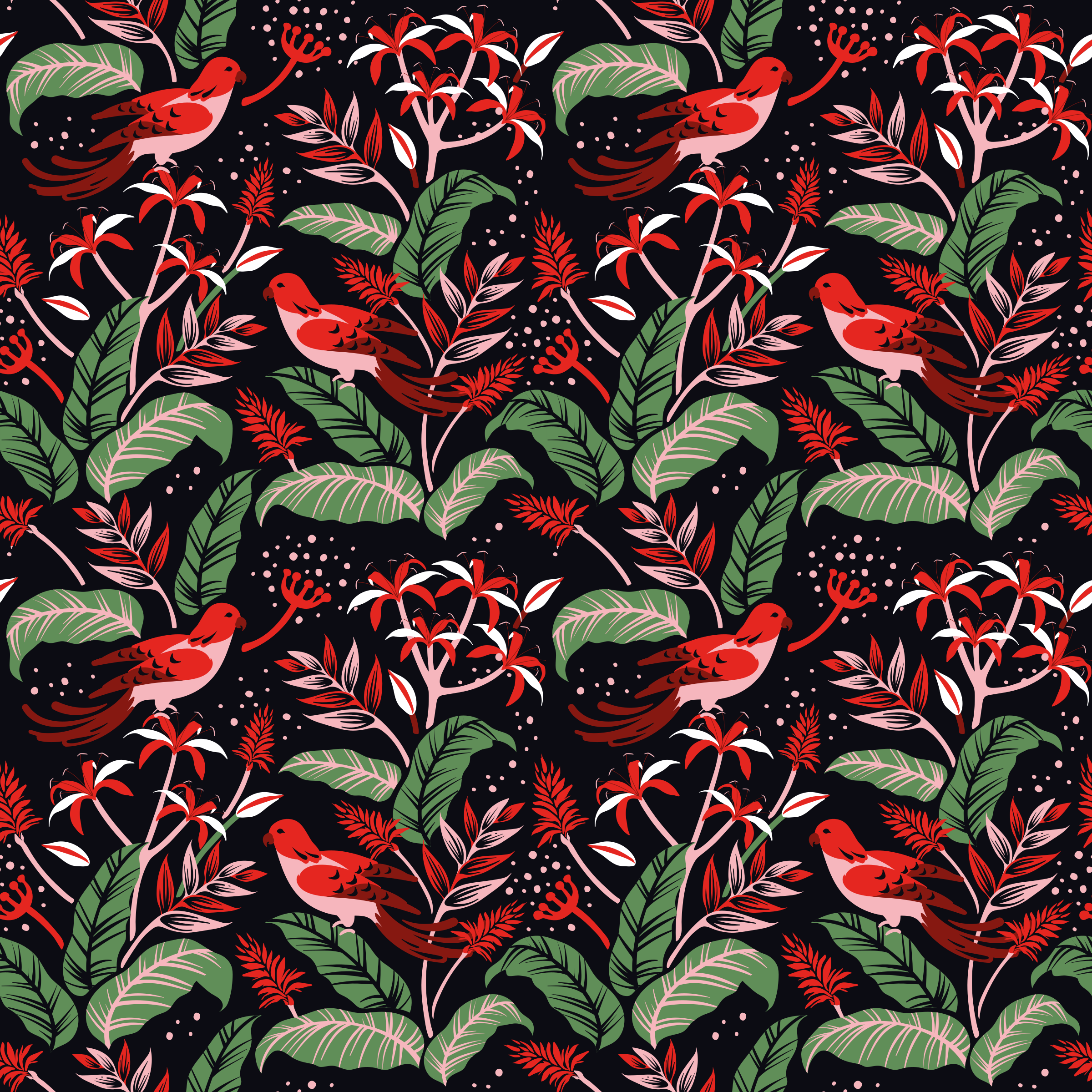 Red and pink leaves pattern animal vinyl rug - TenStickers