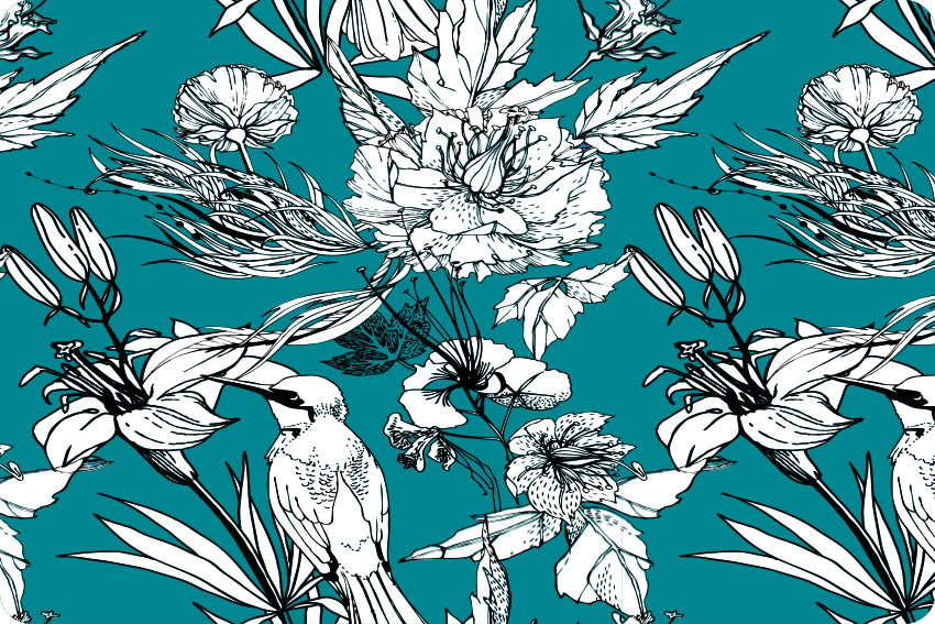 Animal vinyl rug with elegant white wild birds pattern - TenStickers