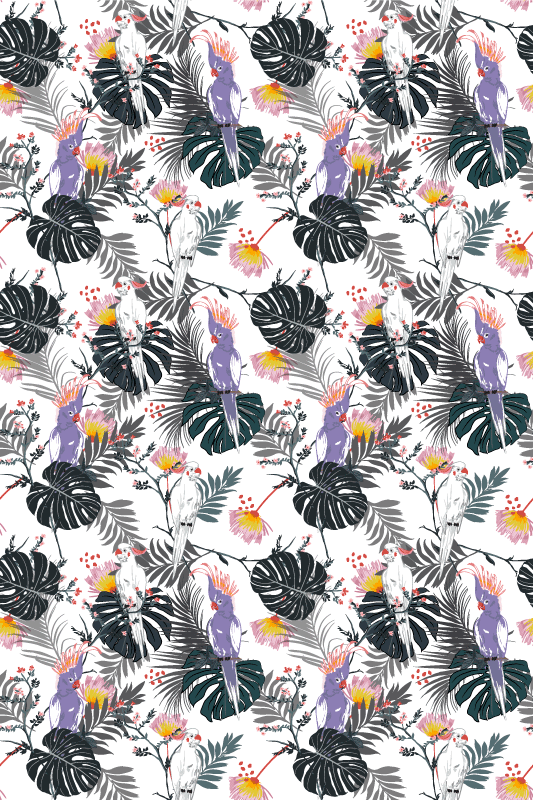 Red and purple parrots animal vinyl rug - TenStickers