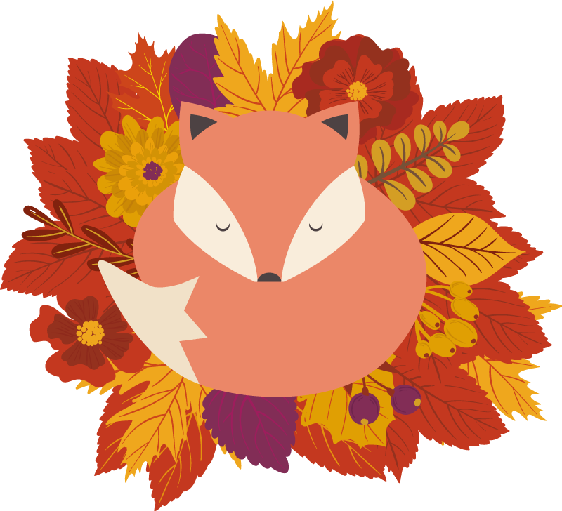 Animal vinyl rug fox with leaves design - TenStickers
