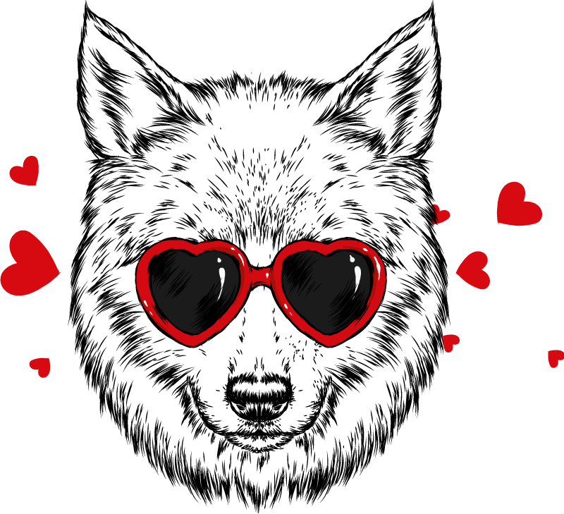 Playful wolf emblem animal vinyl rug - TenStickers