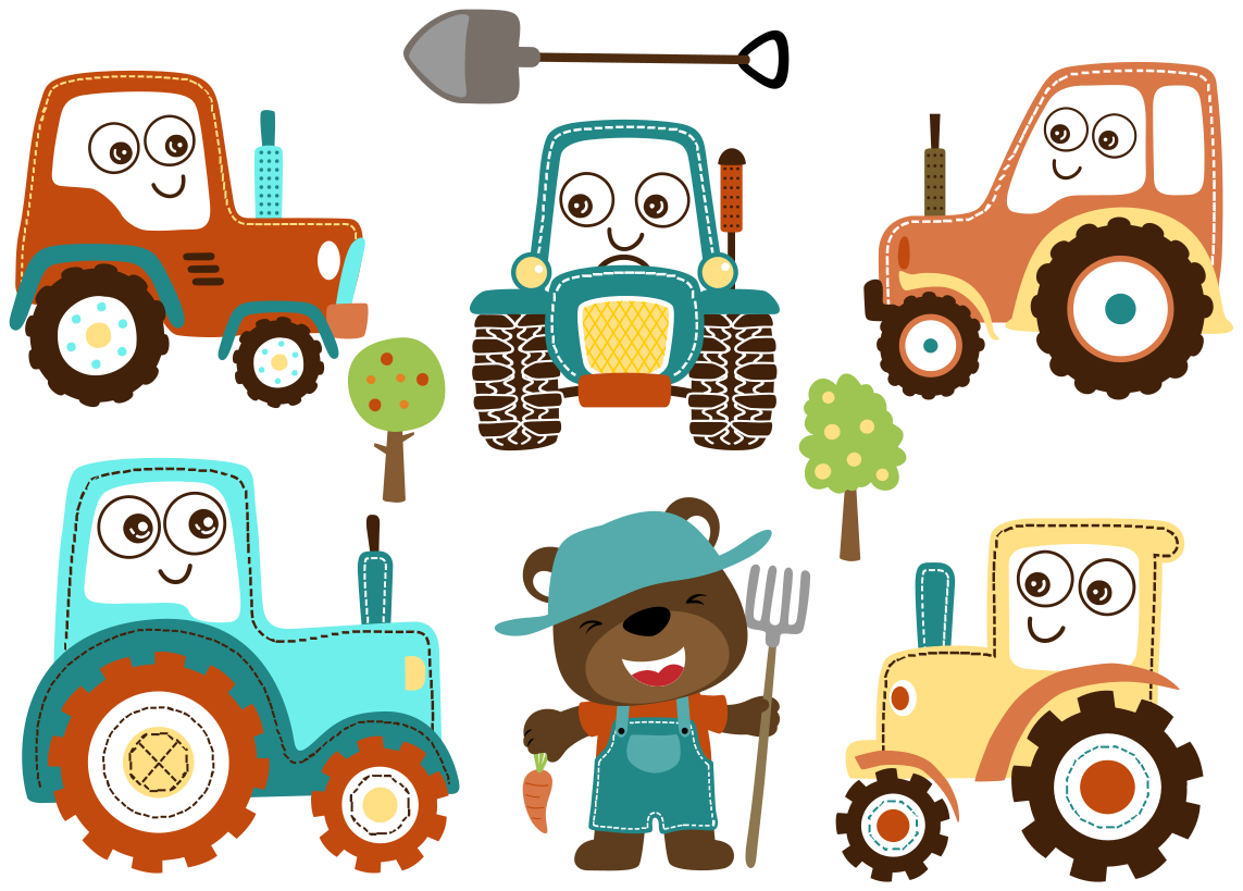 Cute tractor characters animal vinyl rug - TenStickers