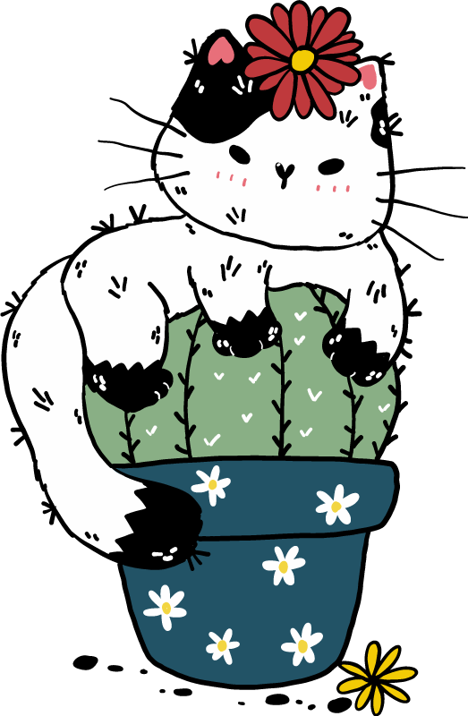 Playful cat cactus animal vinyl rug - TenStickers