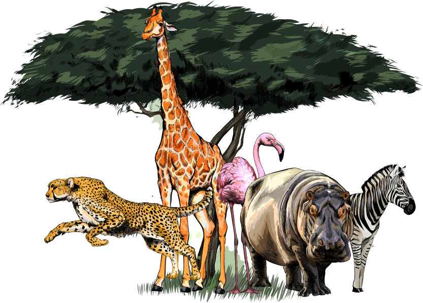 Giraffe family safari animal vinyl rug - TenStickers