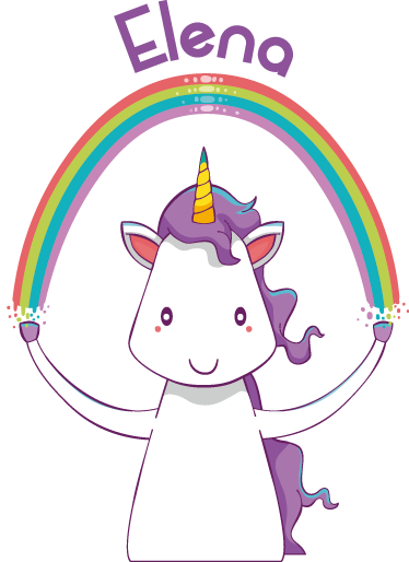 Unicorn and rainbow personalized animal vinyl rug - TenStickers