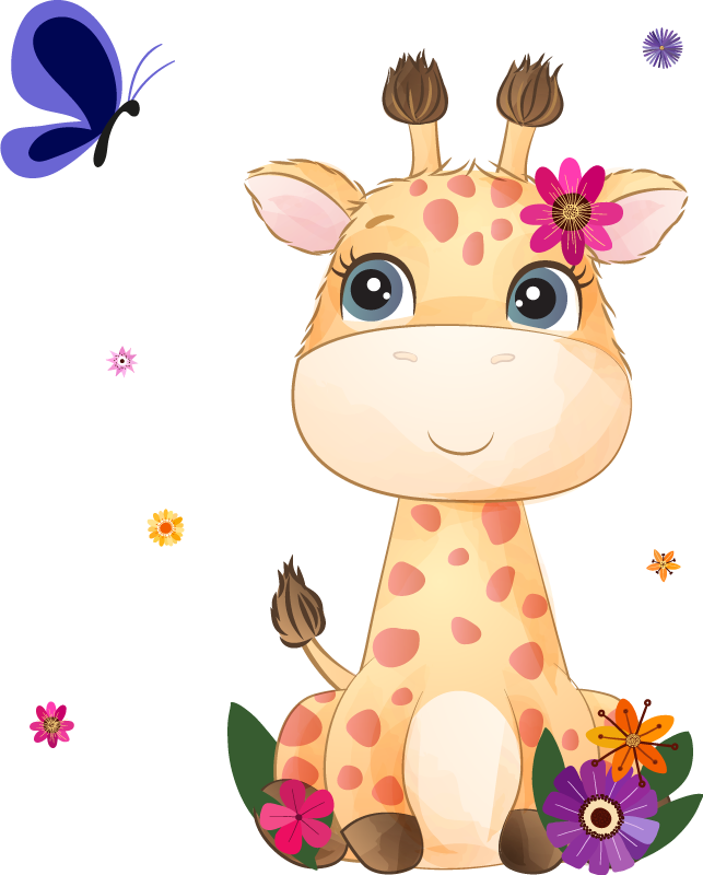 Animal vinyl rug wild africa giraffe girl - TenStickers