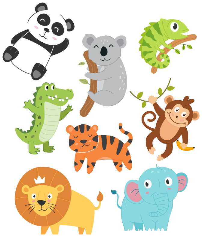 Animal vinyl rug hand drawn fall creatures - TenStickers