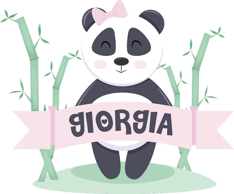 Baby panda girl personalized animal vinyl rug - TenStickers
