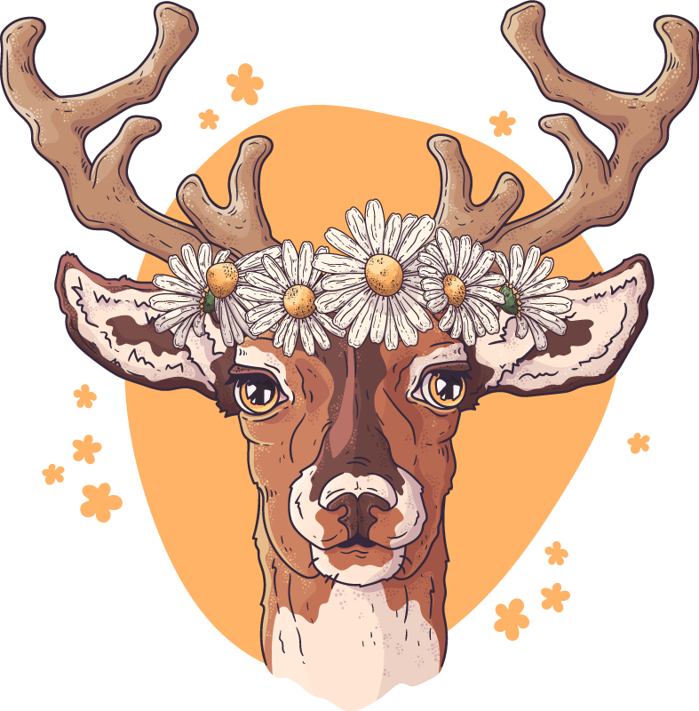 Flower stag animal vinyl rug - TenStickers
