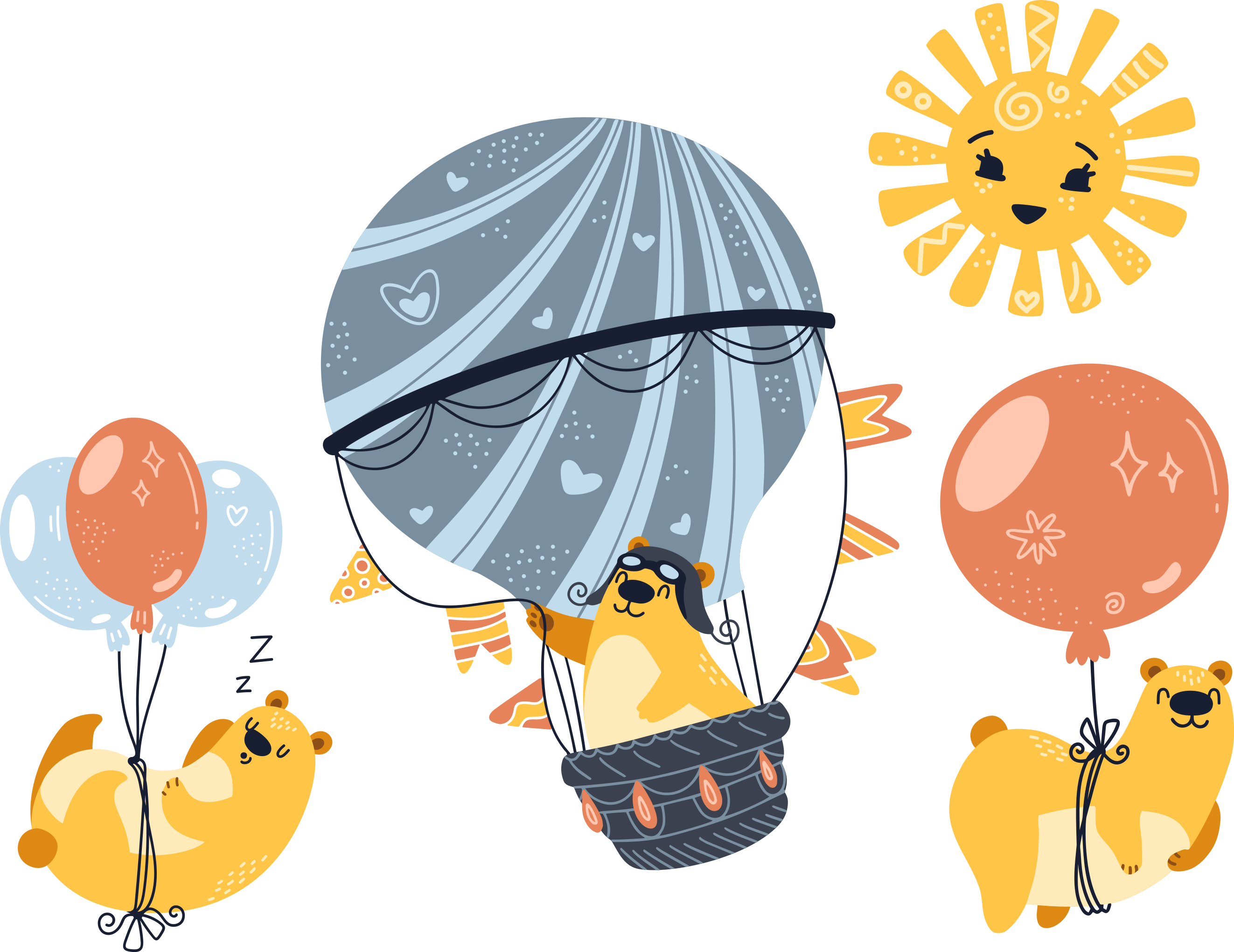 Animal vinyl rug with animals on balloons - TenStickers