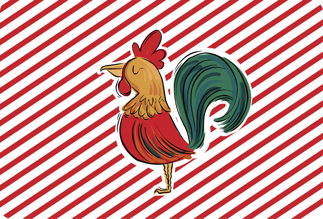 Coloured rooster design animal vinyl rug - TenStickers