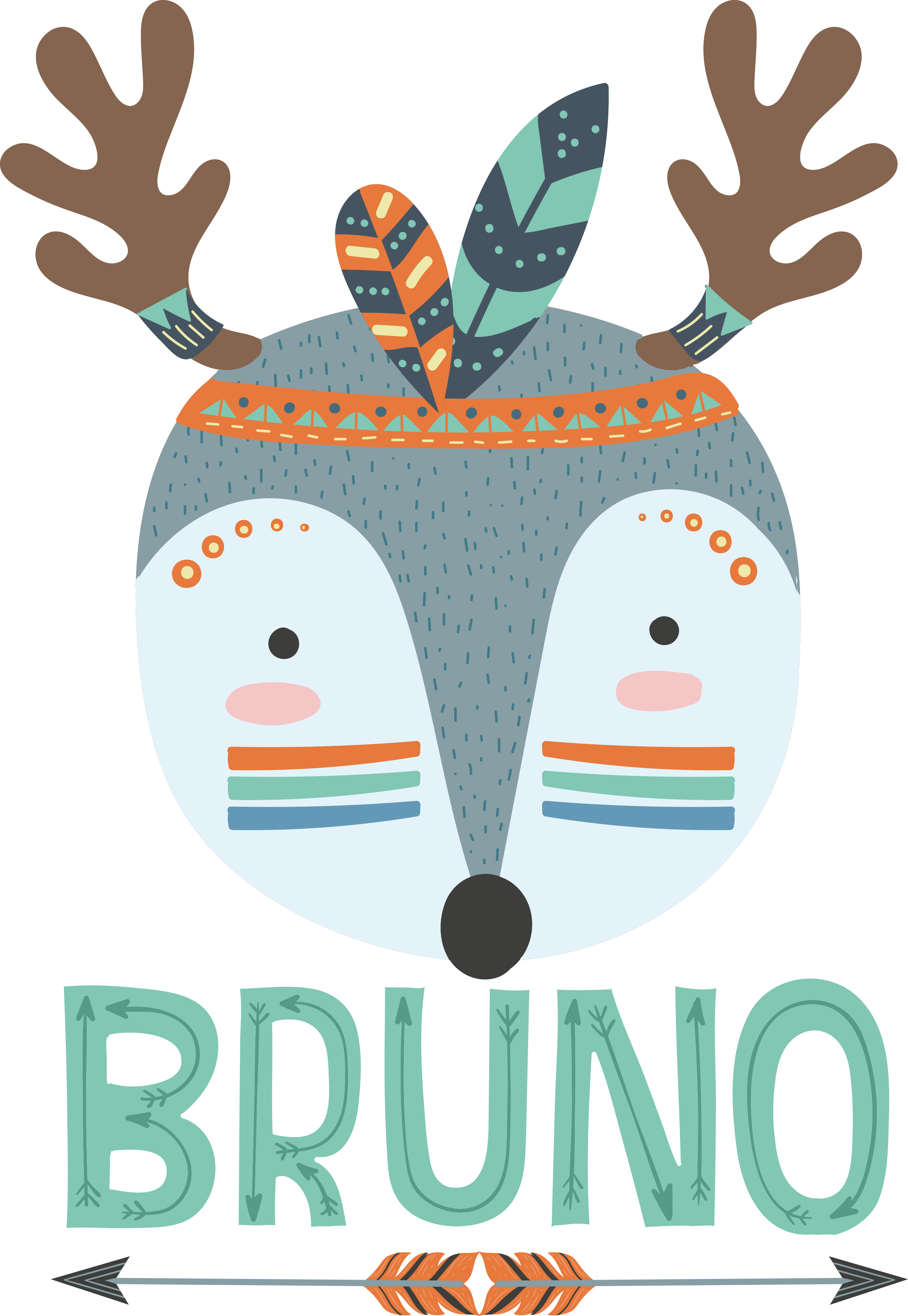 Animal vinyl rug blue nordic deer with name - TenStickers