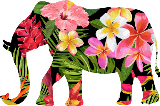 Animal vinyl rug floral elephant design - TenStickers