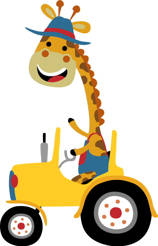 Animal vinyl rug happy giraffe tractor - TenStickers