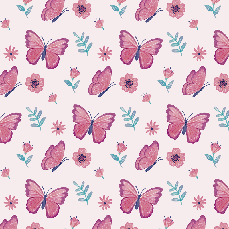 Animal vinyl rug butterfly flower arrangement - TenStickers