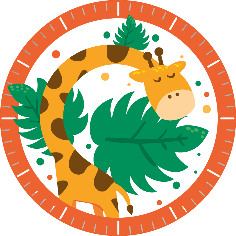 Animal vinyl rug with giraffe wall clock - TenStickers