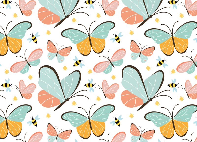 Animal vinyl rug butterflies and bees design - TenStickers