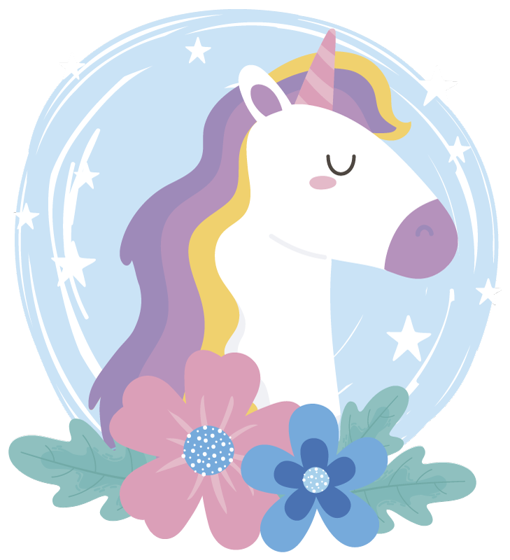 Animal vinyl rug bright-haired unicorn - TenStickers