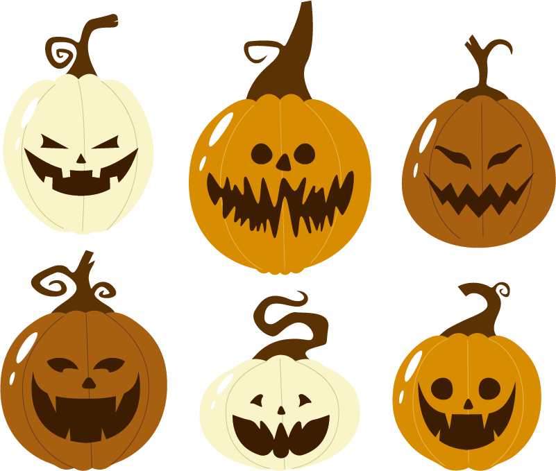 Halloween vinyl rug spooky pumpkin faces set - TenStickers