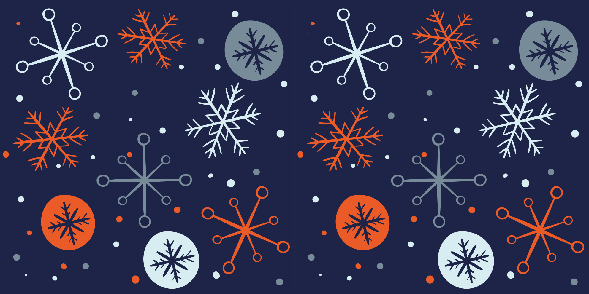 Christmas vinyl rug in blue and orange snowflakes - TenStickers