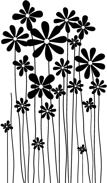 Black large floral vinyl rug - TenStickers